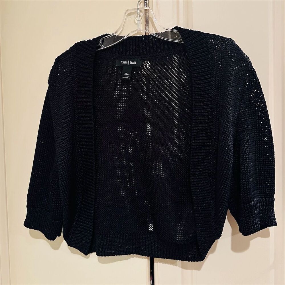 White House Black Market Women's Black Knit Cardigan Sweater Size XL